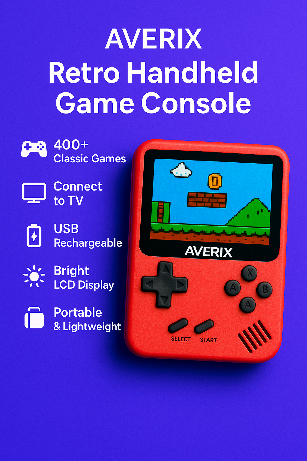 AVERIX Retro Handheld Game Console 🎮